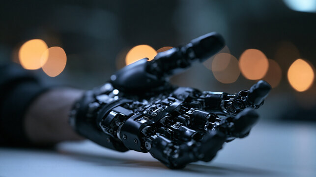 Advanced Bionic Prosthetic Robotic Hand on Table