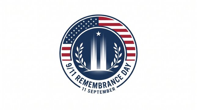 American flag themed ribbon with text 'never forget' for remembrance
