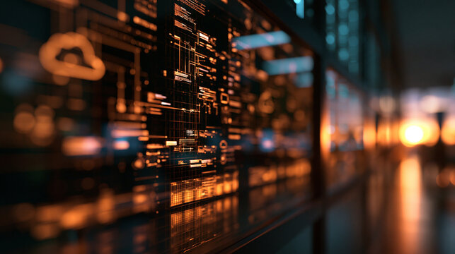 Futuristic Cloud Computing Interface and Digital Data Visualization