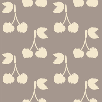 A seamless pattern of cherry blossoms with leaves. Cherry silhouette.
