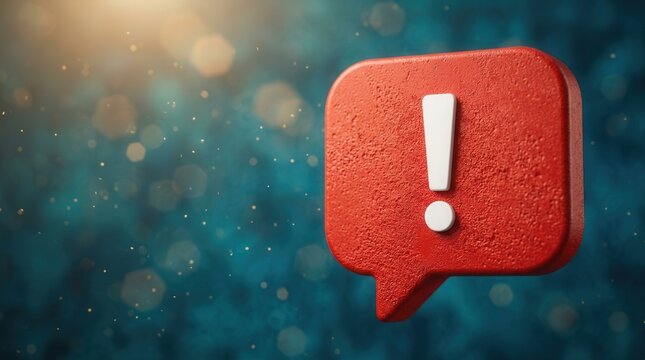 Critical update and danger symbol shown as a red textured speech bubble with an exclamation mark.