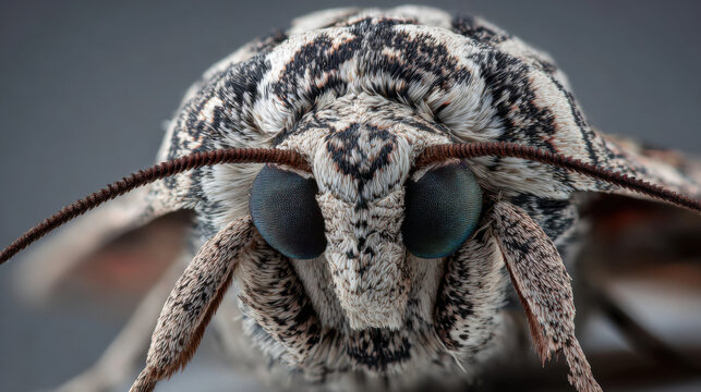 macro shot of moth's thorax with fascinating textures