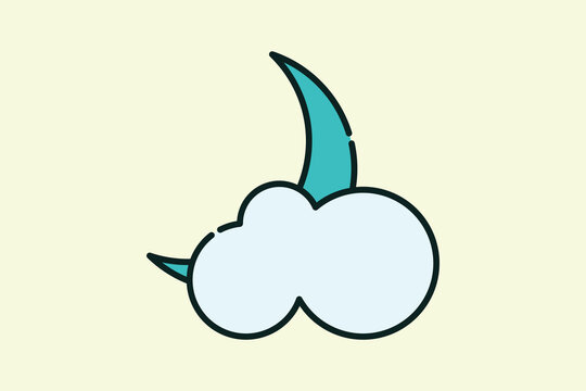 cloud and moon icon. suitable for graphic resources. line icon style