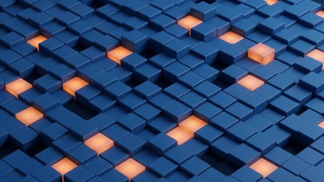 Abstract 3D glowing blue bar graph showing upward trend on dark background with digital HUD elements representing business financial growth concept