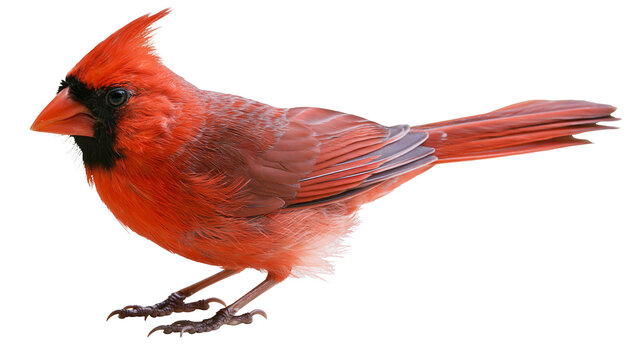 Male Northern Cardinal bird with vibrant red plumage and black mask