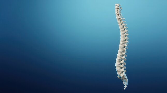 Medical illustration of a human spine representing health and posture.