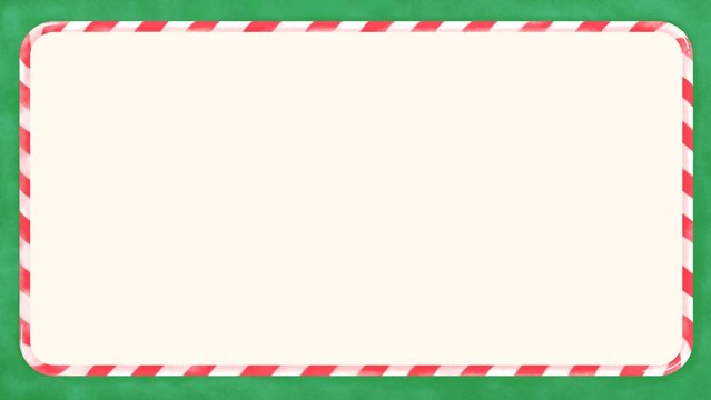 Cute christmas candy cane frame background presentation on green chalk space