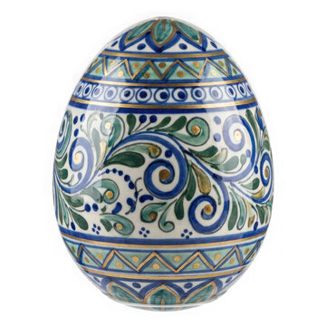 Decorated easter egg with intricate floral and geometric patterns isolated on transparent background
