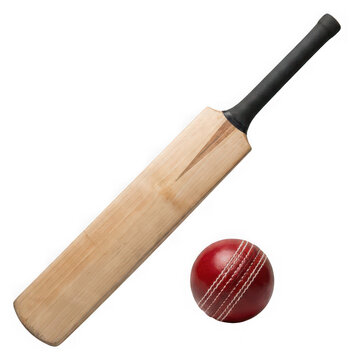 Cricket bat and ball isolated on transparent background