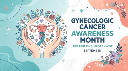 Naklejka premium Illustrated gynecologic cancer awareness month poster for september