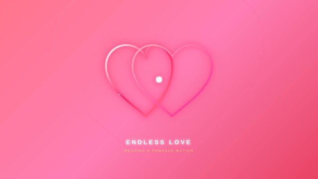 Neon Twin Hearts Pulse Rings Glowing 4K Animation Motion Graphic Background