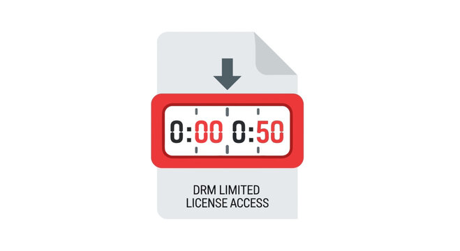 Digital Rights Management DRM Limited License Access Icon with Countdown Timer
