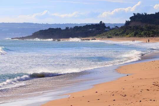Kenting Beach waves in Taiwan. Landscape of Kenting National Park.