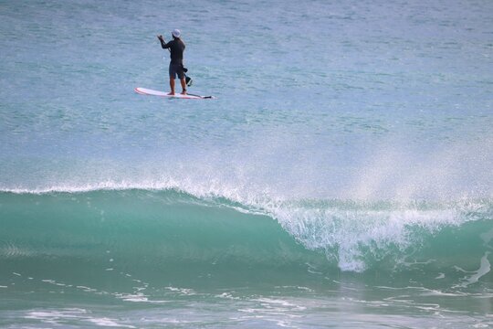 Breaking waves in Kenting Beach, Taiwan. Kenting National Park surfing destination.