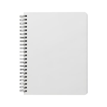 Spiral bound blank notebook with metal coil isolated on white background