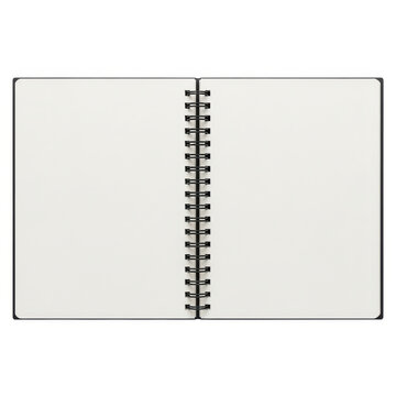 Spiral bound blank notebook with metal coil isolated on white background