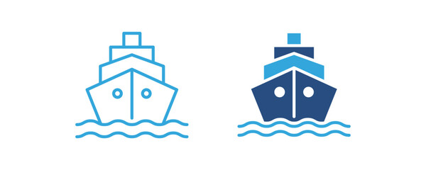 Cruise ship icon, passenger vessel, ocean travel, sea voyage, cruise tourism, vector illustration © Ali