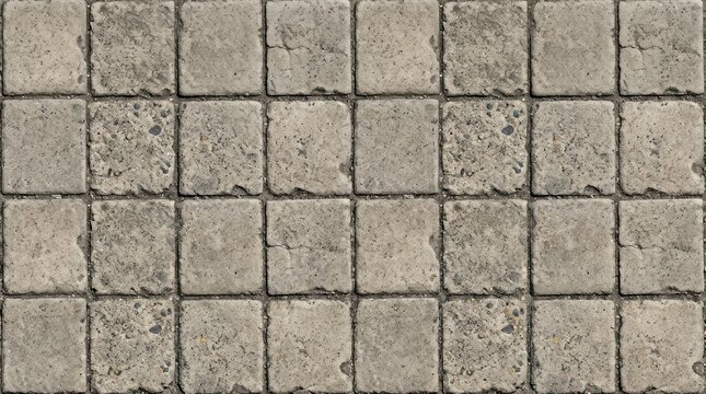Close up of rough stone paving blocks in repeating pattern