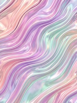 Abstract iridescent holographic wavy texture in a vertical potrait orientation for web backgrounds, mobile app UI designs, and social media templates.