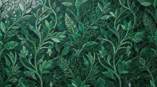 Seamless pattern of leafy green foliage with layered botanical texture