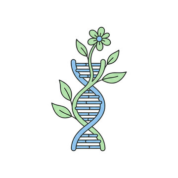DNA and Flower Plant Genetics Icon