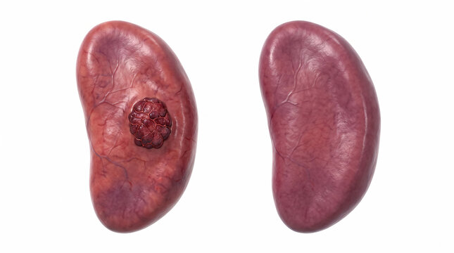 Healthy Spleen Compared with Splenic Hemangioma Vascular Lesion