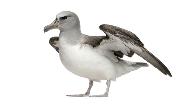 Grey-headed albatross seabird open wings isolated on transparent background