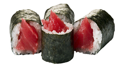 Three Tekka Maki sushi rolls with raw tuna and nori seaweed © Lyra