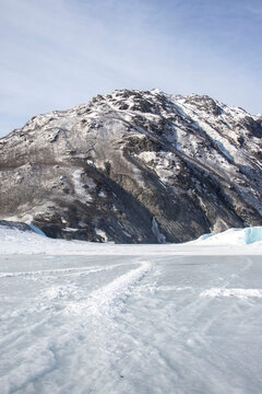 Mountain at Valdez Glacier Lake