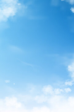 Sky Blue White Clouds Bright Light, Autumn Nature Landscape, Vector Cartoon Beauty Clear Blue Sky,Couldy, Winter Atmosphere Weather Background,Seasonal Banner,Beautiful Sunlight WallpaperTravel Design