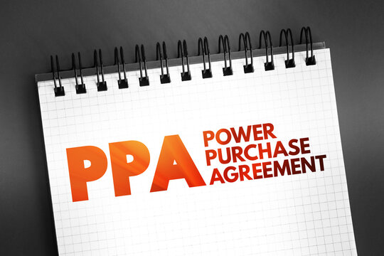 PPA - Power Purchase Agreement is a contract between two parties, one which generates electricity and one which is looking to purchase electricity, acronym text concept background