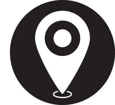 Location pin icon inside a dark circular shape.