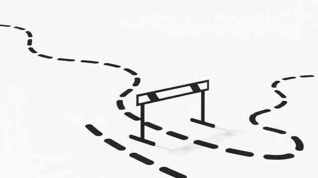 Dotted path line drawing on clean white background an black draws a curved across a clean
