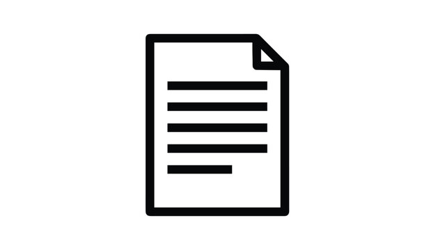 Minimalist document page icon with text lines and folded corner on a plain white background vector illustration.