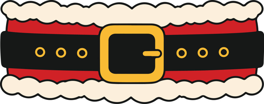 Santa Claus Belt with Fluffy Fur Border Christmas Vector