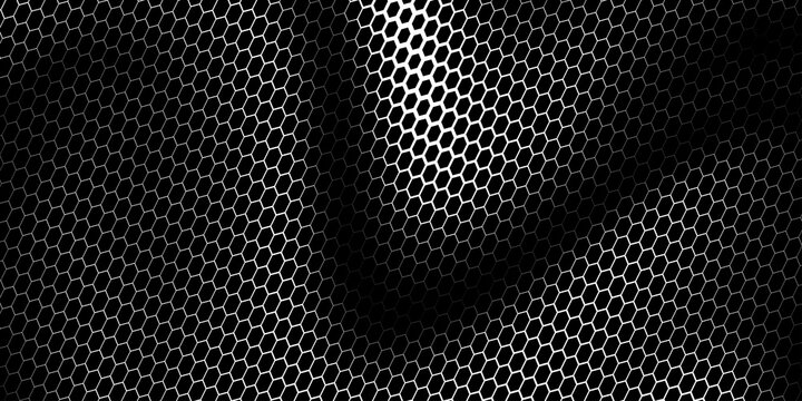 PrintBlack and silver halftone hexagon pattern background vector abstract technology wave texture