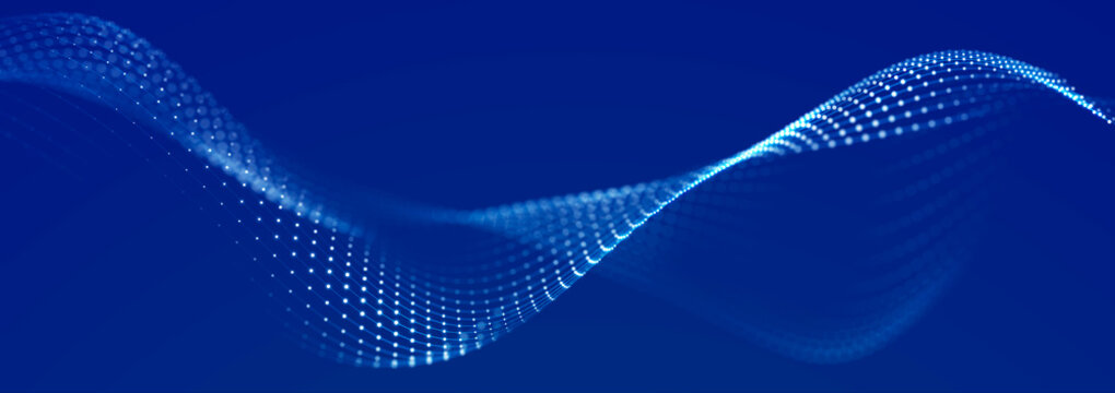 Digital landscape with dots and lines. Cyberspace grid. Background concept for your design. 3d