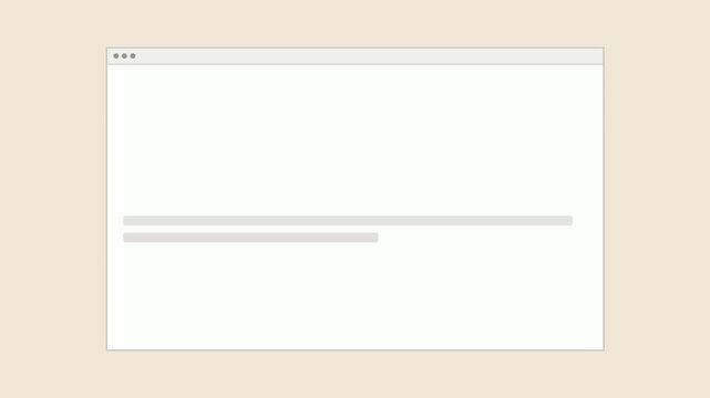 A minimalist graphic illustration of a web browser window with placeholder text lines on a light beige background.
