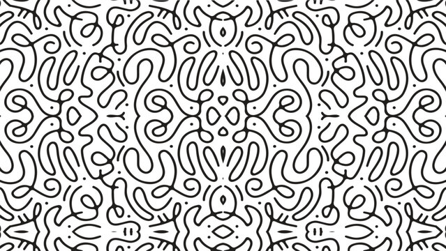 Intricate black and white abstract doodle pattern.