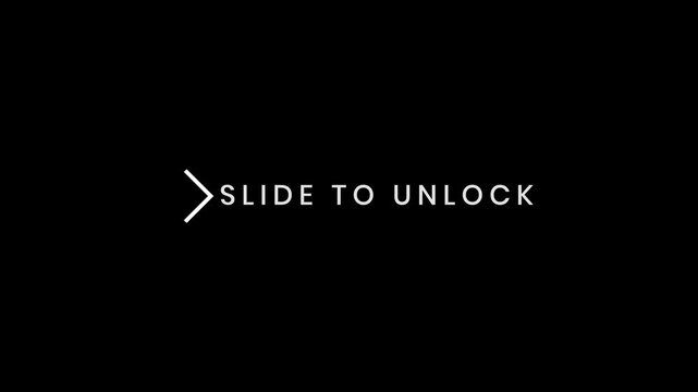 slide to unlock text displayed on black background 4k video