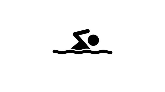 Swimming swimmer person swimming in water sport exercise fitness aquatic active lifestyle isolated black icon symbol, silhouette simple vector graphic design movement recreation concept.

K
