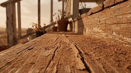 Fototapeta premium Close-up of a weathered, sandy wooden surface.