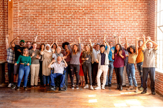 Diverse group celebrating unity photo