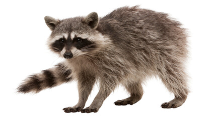Raccoon with striped tail and mask on white © Alaric
