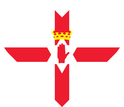 Northern ireland flag banner with red hand and crown symbol