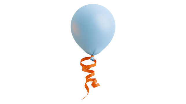 Light blue balloon with orange curly ribbon