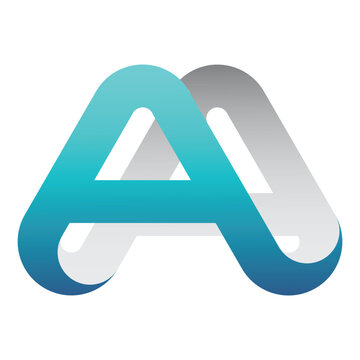 Modern 3D Letter A Logo with Blue Gradient and Gray Shadow
