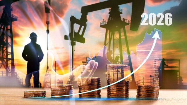 Double exposure of businessman with refinery plant and Crude Oil pump oil rig energy industrial machine for petroleum background
