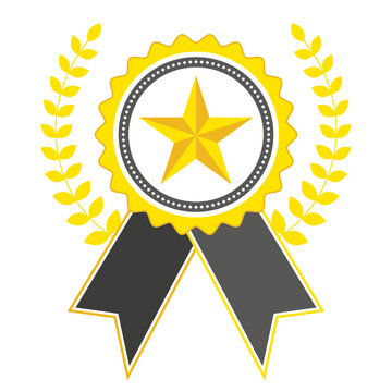 Illustration of an award medal with a coat of arms and a five-pointed star in the center on a white background