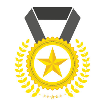 Illustration of an award medal with a coat of arms and a five-pointed star in the center on a white background